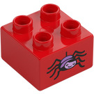 Duplo Rot Stein 2 x 2 mit Spinne (3437 / 15944)