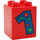 Duplo Red Brick 2 x 2 x 2 with "1" (31110)