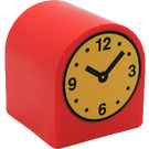 Duplo Rood Steen 2 x 2 x 2 met Gebogen bovenkant met Clock (3664)