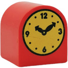 Duplo Rood Steen 2 x 2 x 2 met Gebogen bovenkant met Clock (3664)