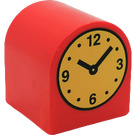 Duplo Rood Steen 2 x 2 x 2 met Gebogen bovenkant met Clock (3664 / 82299)