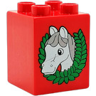 Duplo Red Brick 2 x 2 x 2 with Horse (31110 / 48258)