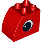 Duplo Red Brick 2 x 3 x 2 with Curved Side with Eye on Both Sides (12711 / 12712)