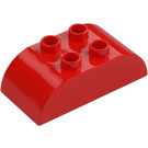 Duplo Röd Kloss 2 x 4 med Böjd Sidor (98223)