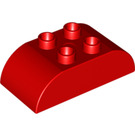 Duplo rouge Brique 2 x 4 avec Incurvé Sides (98223)