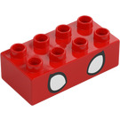 Duplo Red Brick 2 x 4 with Spider-Man Eyes (3011 / 77948)