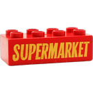 Дупло червен Тухла 2 x 4 с "SUPERMARKET" (3011)