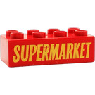 Duplo Red Brick 2 x 4 with "SUPERMARKET" (3011)