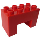 Duplo Red Brick 2 x 4 x 2 with 2 x 2 Cutout on Bottom (6394)