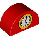 Duplo Rojo Ladrillo 2 x 4 x 2 con Parte superior curva con Clock (31213 / 42634)