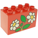 Duplo Rouge Brique 2 x 4 x 2 avec Fleurs (31111 / 82876)