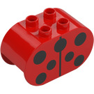 Duplo Red Brick 2 x 4 x 2 with Rounded Ends with Ladybird spots (6448 / 101578)