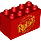 Duplo rot Backstein 2 x 4 x 2 mit Rust-eze Logo (31111 / 89924)
