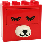 Duplo Rood Steen 2 x 4 x 3 met Hond Neus en Deksel (Ogen open en gesloten)