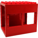 Duplo Red Building Block 6 x 8 x 6 with drive through and Two Window Openings