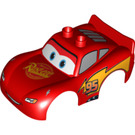 Duplo Rouge Voiture Corps avec Mcqueen Solide Flamme Design (12809 / 88765)