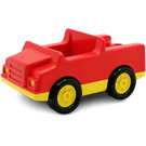 Duplo Red Car with Yellow Base and Tow Bar (2218 / 74445)