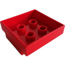Duplo rouge Récipient Boîte 3 x 3 x 1 avec Goujons Inside (2221)