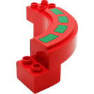 Duplo Red Curved Road Section 6 x 7 x 2 with 4 Stripes (83543 / 83562)