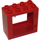 Duplo Red Door Frame 2 x 4 x 3 Old (with Flat Rim)