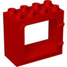 Duplo Red Door Frame 2 x 4 x 3 with Raised Door Outline and Framed Back (2332 / 74842)