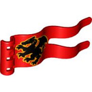 Duplo Rot Flagge 2 x 5 mit Schwarz Drachen mit Löchern (51725 / 51916)