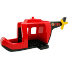 Duplo Red Helicopter with "FIRE" and Yellow Tail Rotor