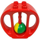 Duplo Rot Oval Rattle mit Grün und Gelb Ball