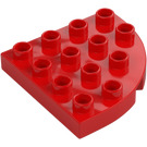 Duplo Red Plate 4 x 4 with Round Corner (98218)