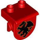 Duplo Rot Platte mit Paneel mit Schwarz Drachen (42236 / 57953)