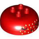 Duplo Red Round Brick 4 x 4 with Dome Top with Sleeping Face (18488 / 101569)