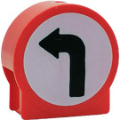 Duplo Red Round Sign with Left Arrow with Round Sides (41970 / 43196)