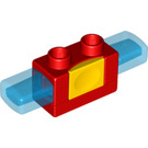 Duplo Red Siren Brick with Yellow Button and Blue Lights (51273)