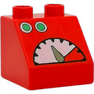 Duplo Red Slope 2 x 2 x 1.5 (45°) with Dials (6474)