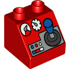 Duplo Red Slope 2 x 2 x 1.5 (45°) with Joystick, Gauges, and Buttons (6474 / 52539)