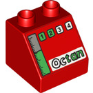 Duplo Rød Skråning 2 x 2 x 1.5 (45°) med Numbers, 'Octan' og Fuel Gauge (6474 / 43029)