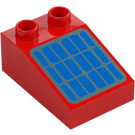 Duplo Red Slope 2 x 3 22° with Blue Solar Panel (35114 / 104381)