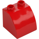 Duplo Red Slope 45° 2 x 2 x 1.5 with Curved Side (11170)