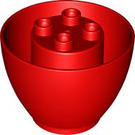 Duplo Red Sphere 4 x 4 x 2 1/2 Inverted with Knobs (1962)