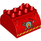 Duplo Rojo Tank Parte superior 4 x 4 x 2 con Fuego logo (12147)