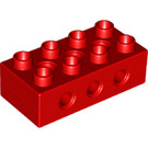 Duplo Red Technic Brick 2 x 4 (3 Holes) (6517 / 75349)