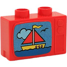 Duplo Red Television with Boat scene (4916 / 81953)