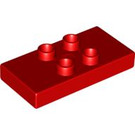 Duplo Red Tile 2 x 4 x 0.33 with 4 Center Studs (Thick) (6413)