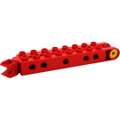 Duplo rot Toolo Backstein 2 x 8 plus Forks und Screw at Eins Ende und Swivelling Clip at the Other