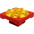 Duplo Rojo Toolo Placa giratoria 4 x 4 con Amarillo Parte superior (60535 / 74906)