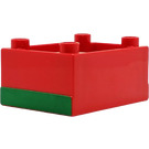 Duplo Red Train Cabin base with Green Stripe (6407)