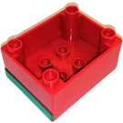 Duplo Red Train Cabin base with Green Stripe (6407)