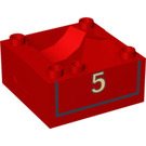 Duplo Rosso Treno Compartment 4 x 4 x 1.5 con Sedile con '5' detailing (James) (51547 / 52838)