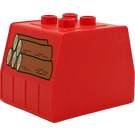 Duplo Red Train Container with Logs Pattern