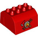 Duplo Red Train Top 4 x 4 x 2 with Axe, Ladder and Fire (51548 / 89712)